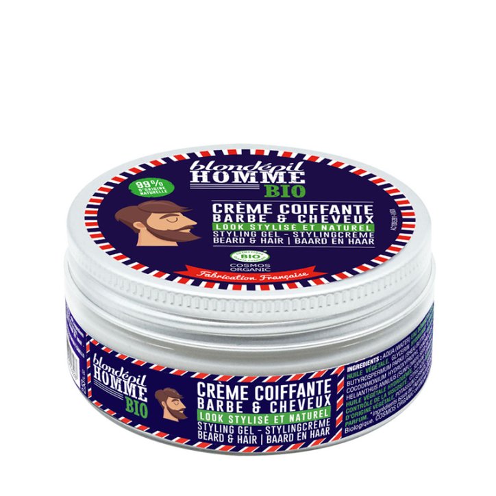 Blondépil Homme Crème Coiffante - Barbe & Cheveux - 99% Naturel