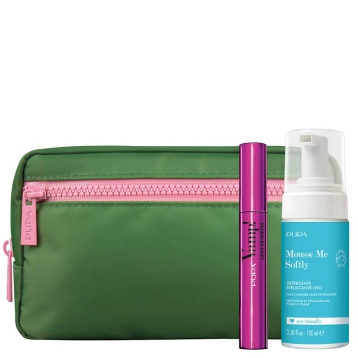 PUPA Kit Mascara Lash Extender, Mousse Démaquillante & Trousse